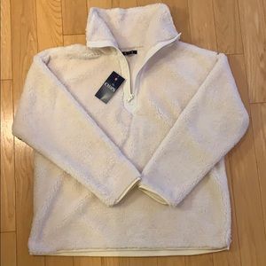 Chaps Ralph Lauren Cream Teddy zipper sweater